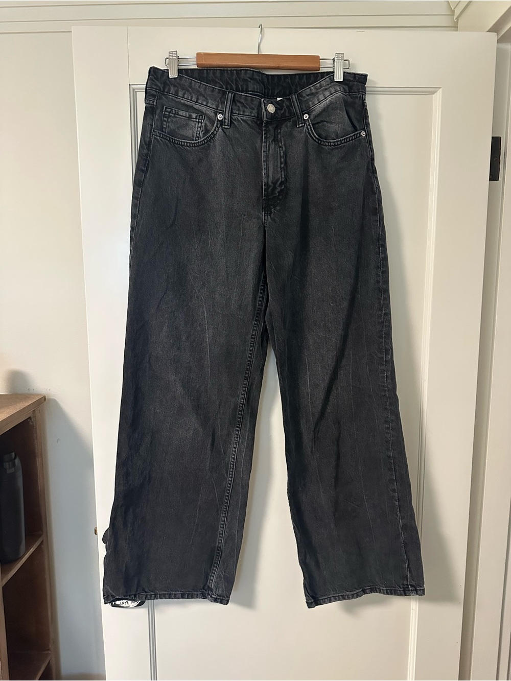 &Denim Relaxed Wide-Leg Jeans in Black for Women